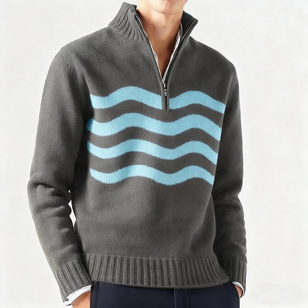 Autumn Winter Men's Leisure Thick Woolen Sweater Warm Thermal Wool Knitted Sweater