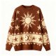 Men's Multi-Contrast Patchwork Crew Neck Oversized-Knit Long Sleeve Sweater