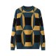 Men's Color-Block Stitch Crew Neck Loose Knitted Long Sleeve Men's Pullover